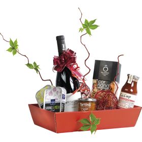 Tray cardboard kraft-rectangular, red