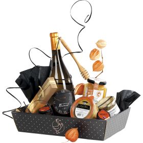 Rectangular cardboard tray kraft/black with duck, 34 x 21 x 7.3cm, CV529M-CD