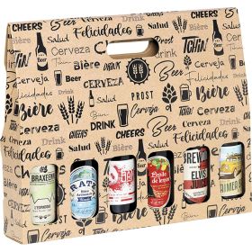 Cardboard beer case, for 6 beers, Dimensions in cm: 37.4x6x28.4, GB020-6LN