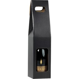 Gift box for 1 bottle of wine, Black/Kraft, 9x9x40 cm, GV020-1BK