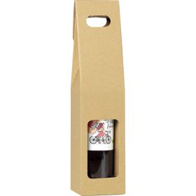 Gift box for 1 bottle of wine, Kraft, 9x9x40 cm, GV029-1BR