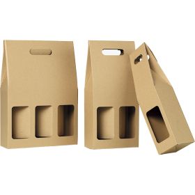 Gift box for 1 bottle of wine, Kraft, 9x9x40 cm, GV029-1BR