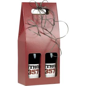 Gift box for 2 bottles of wine, Bordeaux/kraft, 18x9x40 cm, GV024-2BR