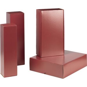 Box wine cardboard kraft/burgundy 1 bottle  9 x 9 x 34 cm, GV008-1BK