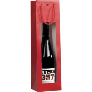 Paper bag black/PVC window for 1 bottle, 11x9x39 cm, SB510-1B