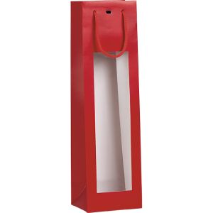 Paper bag black/PVC window for 1 bottle, 11x9x39 cm, SB510-1B