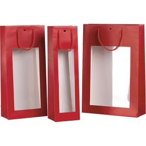 Paper bag black/PVC window for 1 bottle, 11x9x39 cm, SB510-1B
