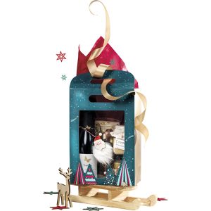 "Bonnes Fêtes" paper bag, hot stamping, with PVC "window", self-adhesive tape, 20x10x29 cm, SB491S