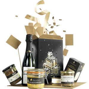 Box cardboard sleeve black/gold hot foil stamping Christmas presents, Dimensions in cm : 18,5x18,5x33, CP170M