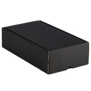 Cardboard box for wine, for two bottles, black/kraft; 9 x 18.5 x 34 cm, GV017-2BN