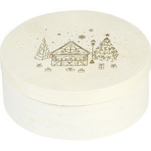 Box wood round nature, D14x5.5 cm, B129P