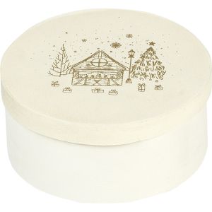 Box wood round nature, D11.5x5.5 cm, B129S