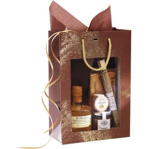 "GOLDEN POWDER" paper bag, brown/gold, PET "window", 20x10x29 cm, SB703S