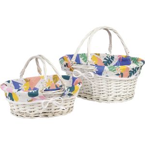 Wicker basket, oval "CITRUS GARDEN", with foldable handles, 35x27x13cm, PN100M