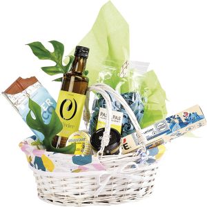 Wicker basket, oval "CITRUS GARDEN", with foldable handles, 35x27x13cm, PN100M