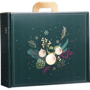 Картонена правоъгълна кутия тип "куфарче" ENCHANTED NATURE, зелено/златно 38.4 x 32.5 x 11.5 cm, CV053G