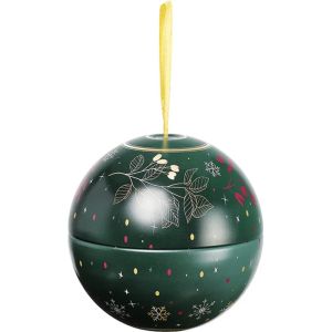 Метална Топка за окачване със сатенена панделка ENCHANTED NATURE, 10.6 x 10.6 x 10.3 cm, TB006P