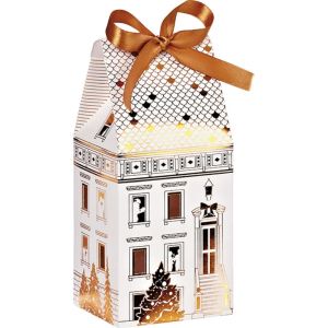 Картонена кутия в форма на къща FESTIVE CITY, бяло/златно 8.0 x 7.0 x 15.9 cm, CP321XSBF 