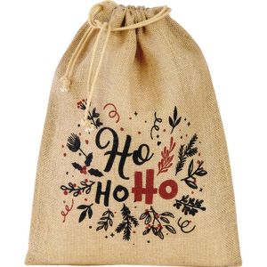 Burlap bag "HOHOHO" black/red, 20.0 x 30.0 cm, TJ23P-HO