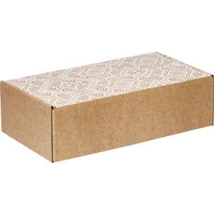 Rectangular cardboard kraft box "BOHO", 33.0 x 18.5 x 9.5 cm, CV605P