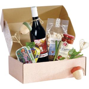 Rectangular cardboard kraft box "BOHO", 33.0 x 18.5 x 9.5 cm, CV605P