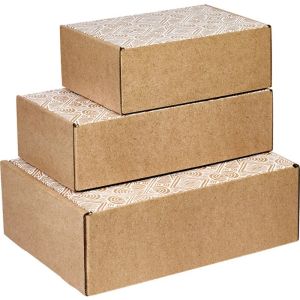 Rectangular cardboard kraft box "BOHO", 33.0 x 18.5 x 9.5 cm, CV605P