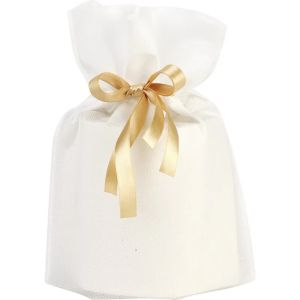 Polypropylene bag white with gold satin ribbon, 20.0 x 30.0 cm, SC102S-W