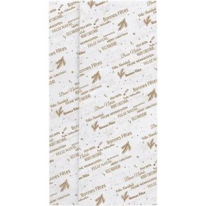 Опаковъчна хартия с коледни мотиви в бяло и златисто, 50х75 см., ACC22BFW