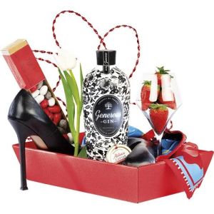 Rectangular cardboard tray "TAPIS ROUGE" in red color, 37.0x28.0x7.3 cm, CP315G-TR