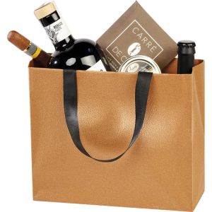 Brown paper bag with black handles "HAVANA", 25.5x10.0x21.5 cm, SB731S