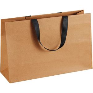 Brown paper bag with black handles "HAVANA", 35.5x11.5x23.0 cm, SB732P