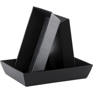 Rectangular cardboard tray in black color, 34.0x21.0x7.3 cm, CP324M-K