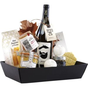 Rectangular cardboard tray in black color, 34.0x21.0x7.3 cm, CP324M-K